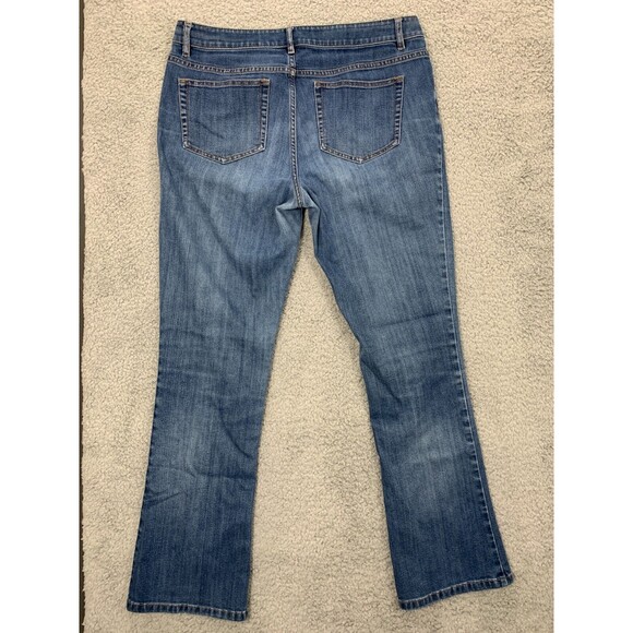 J. JILL Authentic Slim Boot Cut Denim Blue Jeans Stretch Size 8 Distressed Knees - Picture 4 of 11